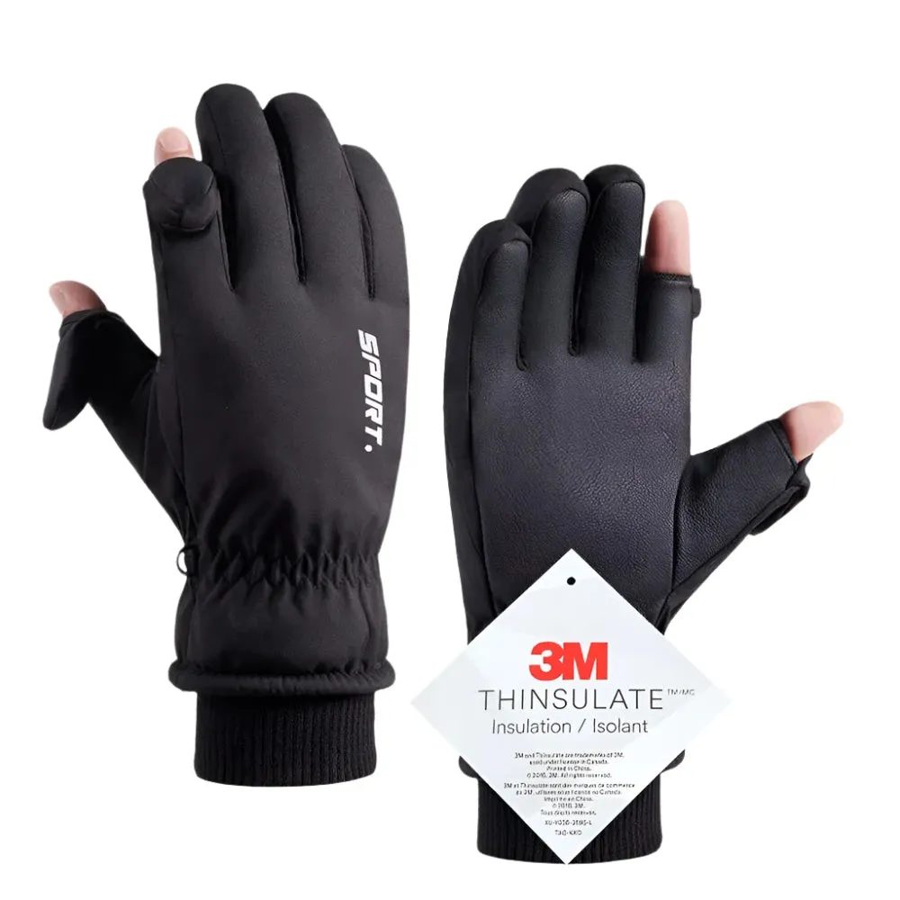 Men Winter Waterproof Cycling Gloves Outdoor Sports Running Motorcycle Ski Touch Screen Fleece Gloves Non-slip Warm Full Fingers