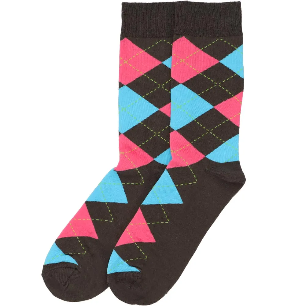 Men's Graphite Gray and Turquoise Argyle Socks