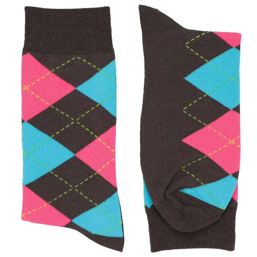 Men's Graphite Gray and Turquoise Argyle Socks