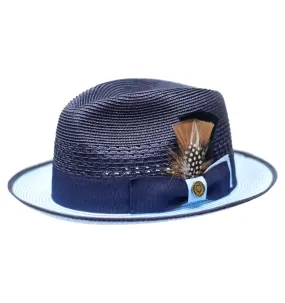 Navy and Blue Bruno Capelo Men's Summer Straw Hat Havana Collection