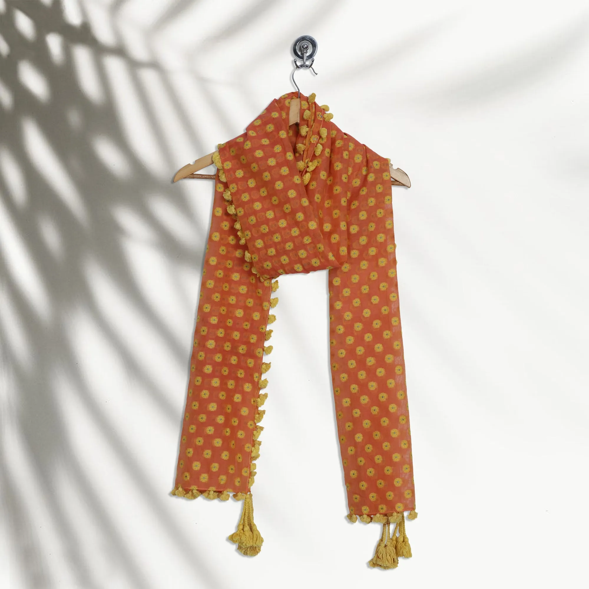 Orange-Yellow Color Handwoven Brocade Stole