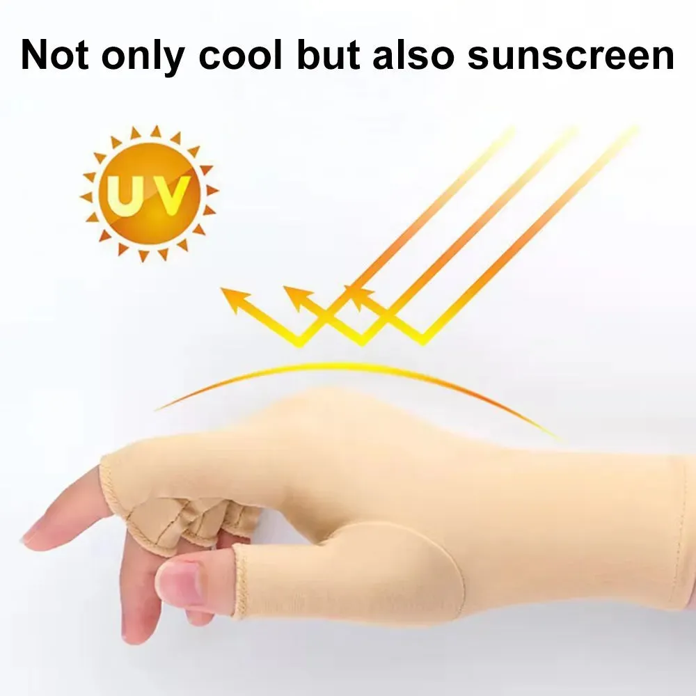 Outdoor Cycling Gloves Summer Breathable Sunscreen Gloves UV Protection Driving Gloves Non-slip Unisex Half Fingers Gloves