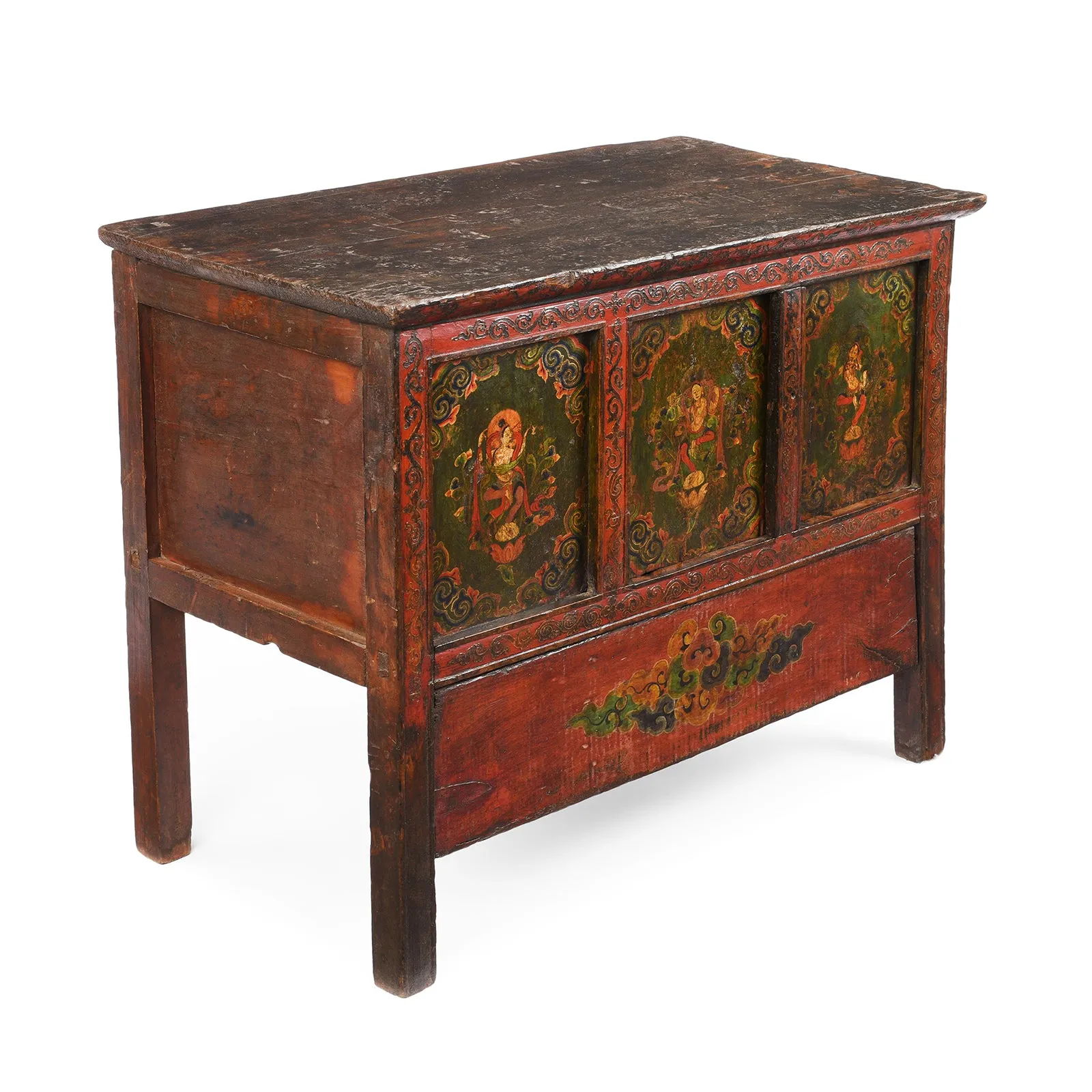 Painted Tibetan Side Cabinet - Late 19th Century