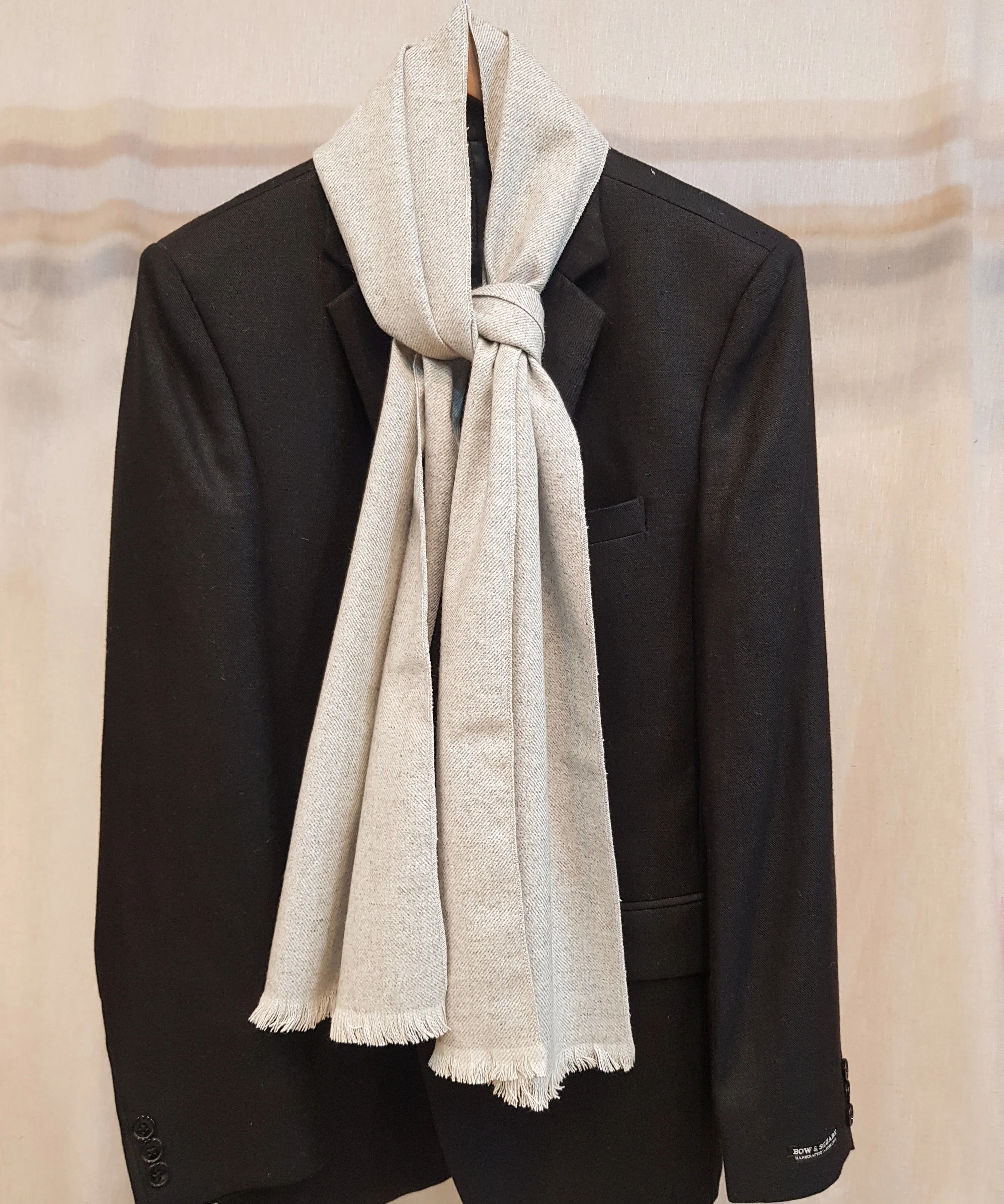 Pale White Tweed Scarf