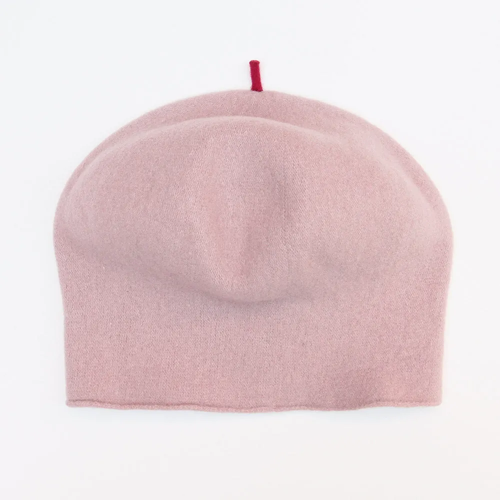 Powder Pink Pure Merino Roll Up Beret