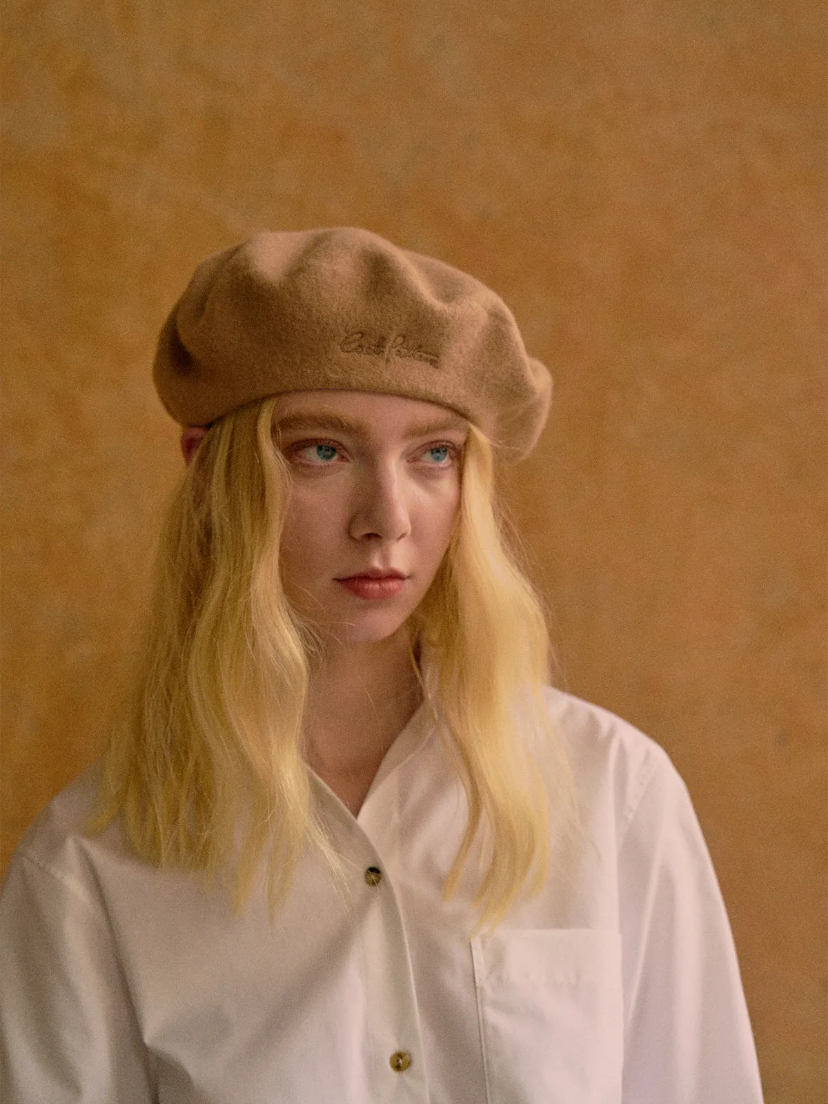 "Bon Chic" Wool Beret - Light Camel