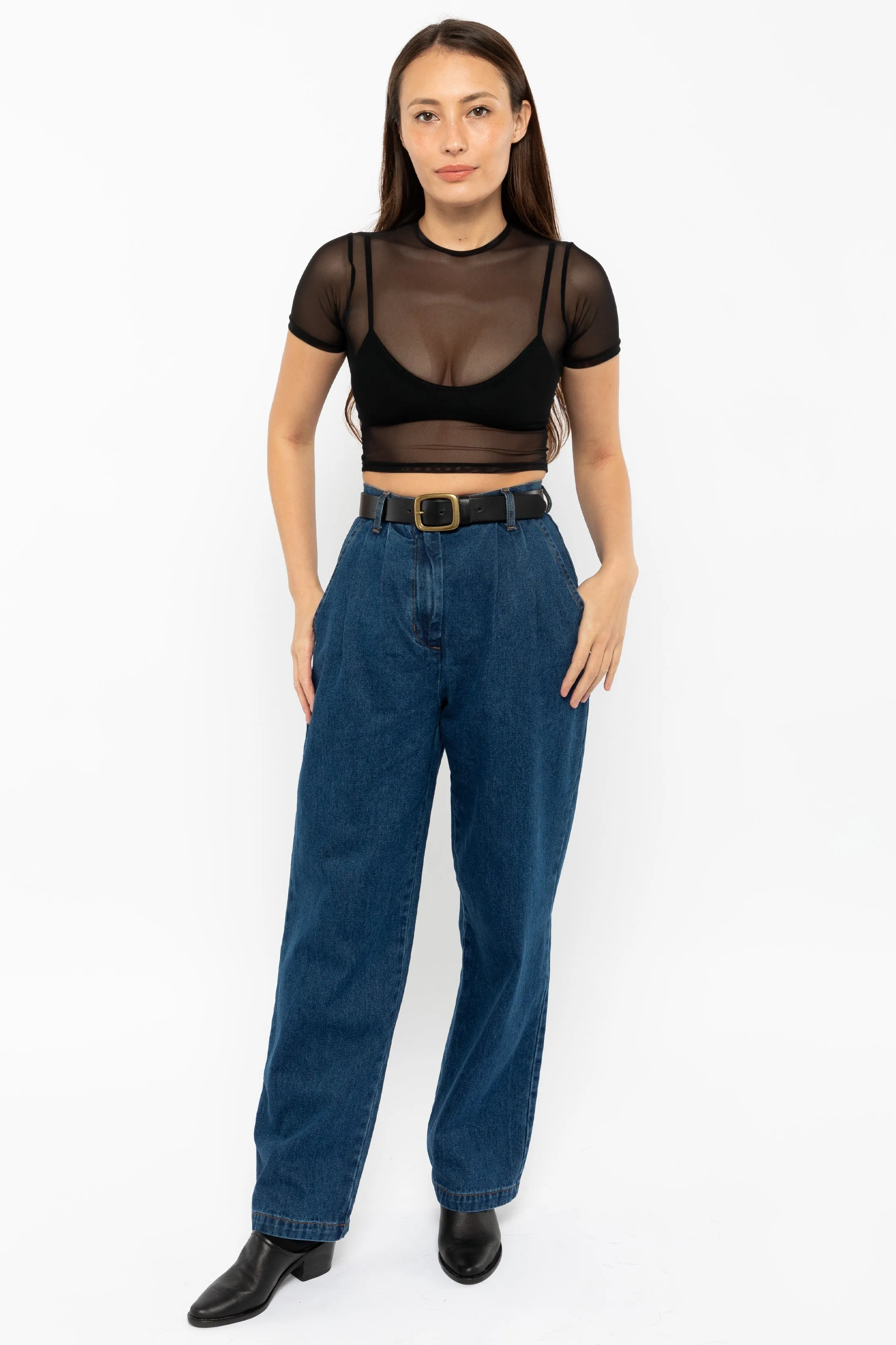 RDNW350 - Pleated Denim Straight Leg Pant