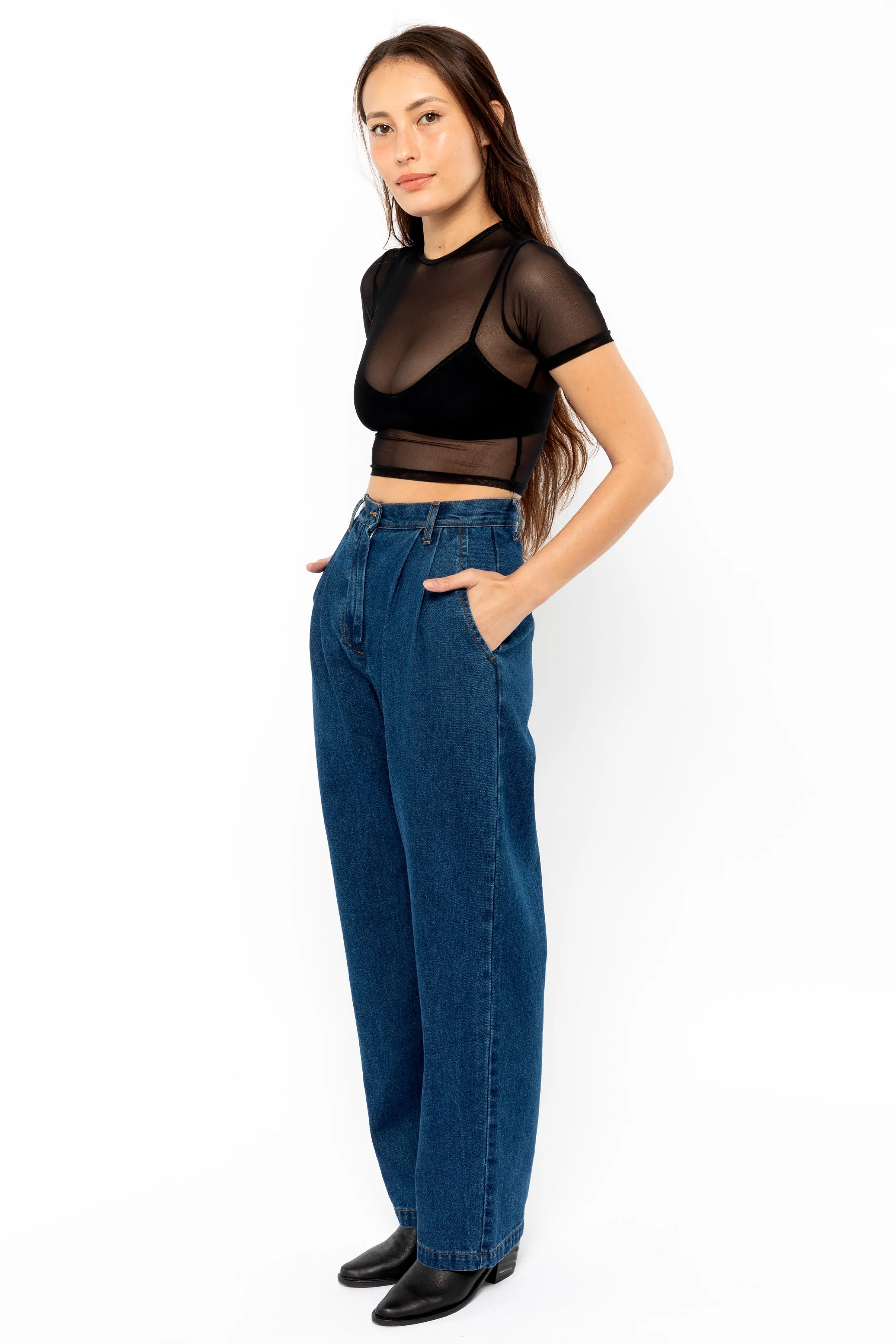 RDNW350 - Pleated Denim Straight Leg Pant