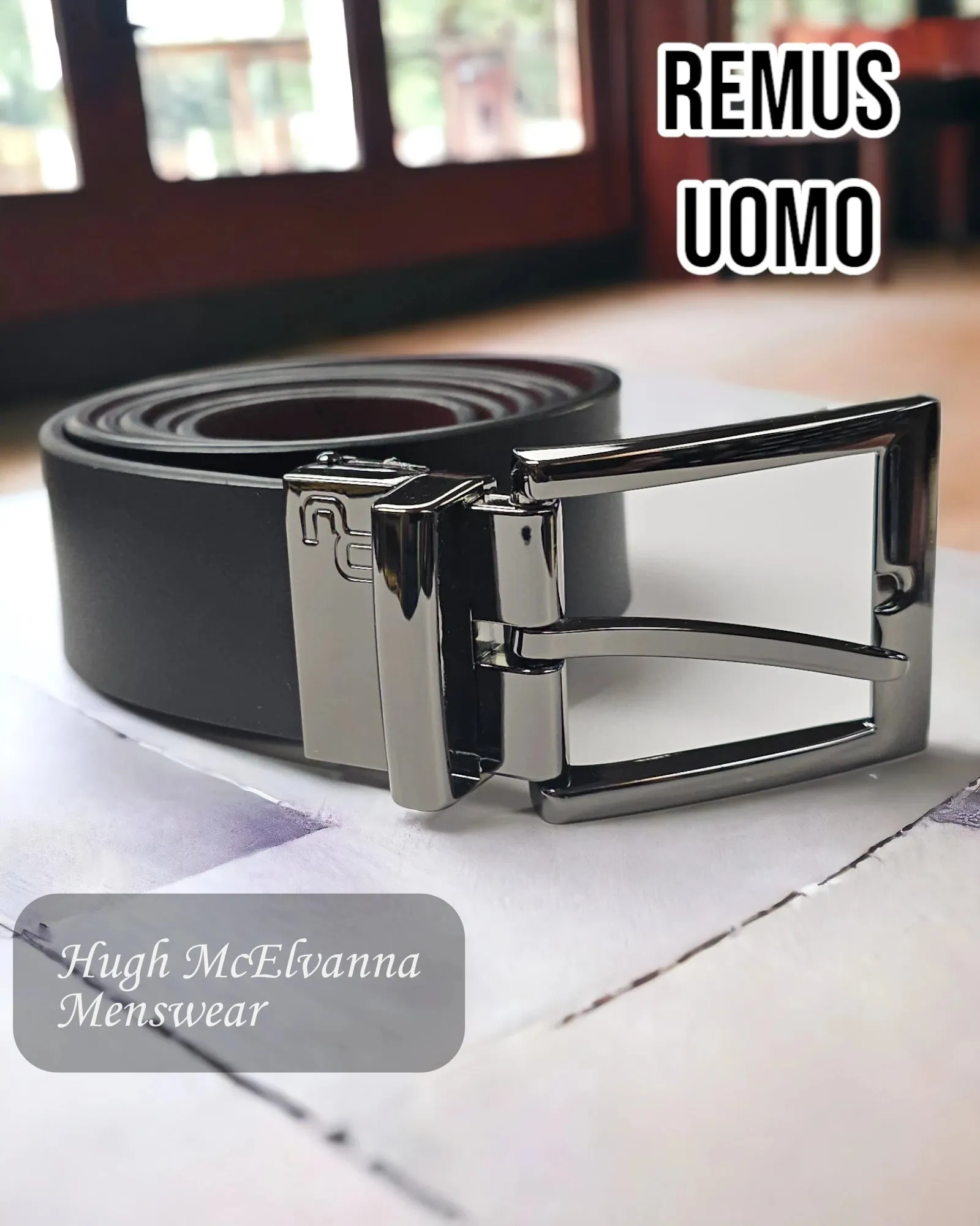 Remus Uomo Burgundy Reversible Belt - 70717/66