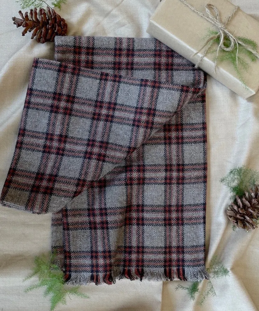 Saddle Brown Plaid Tweed Scarf