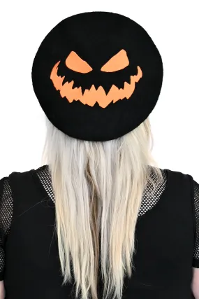 SAMPLE Pumpkin Face Beret - Black FINAL SALE