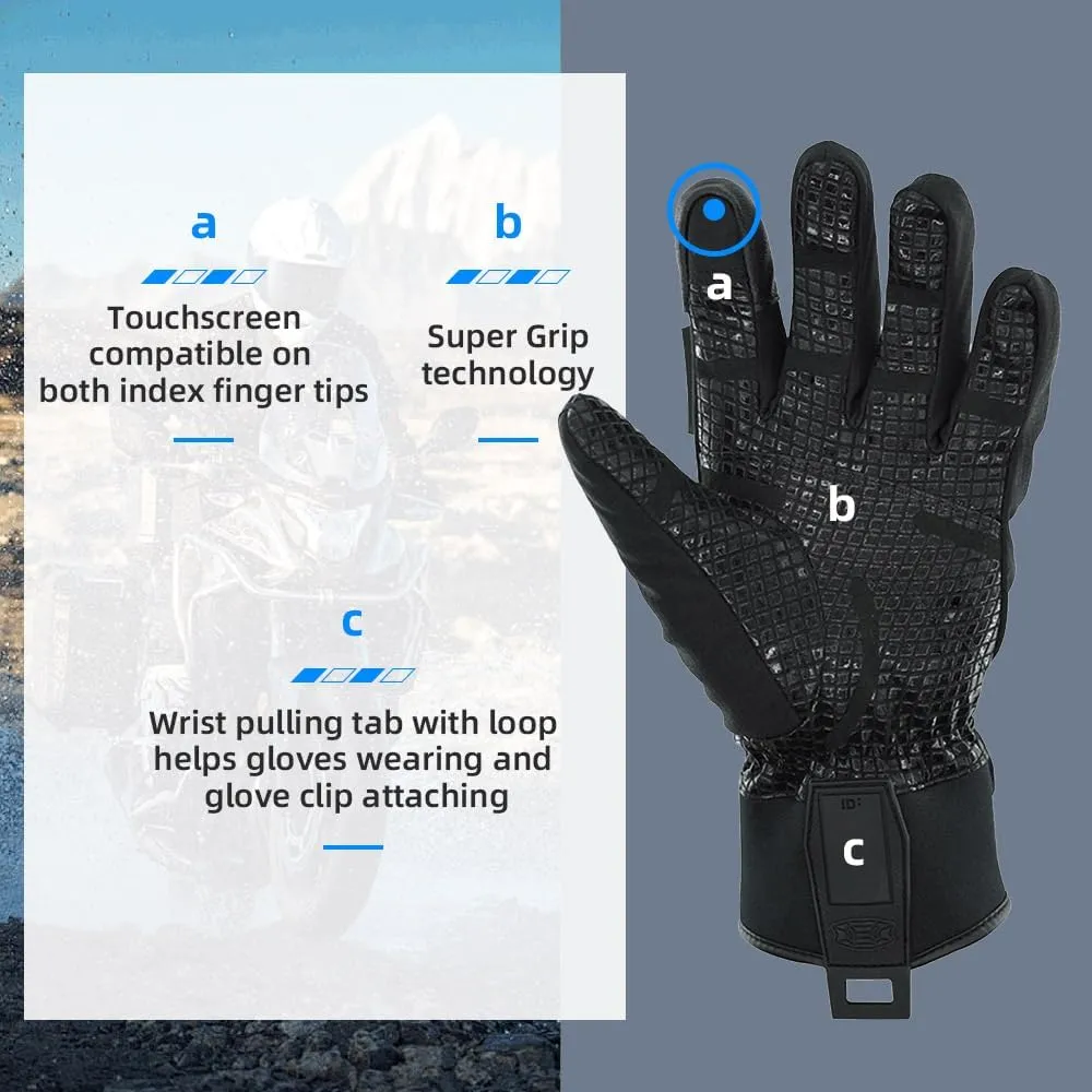 Seibertron S.C.W.G 2.0 Waterproof Winter -4℉ Cold Proof Touchscreen Anti Slip Palm Impact Gloves for Cycling Motorcycle