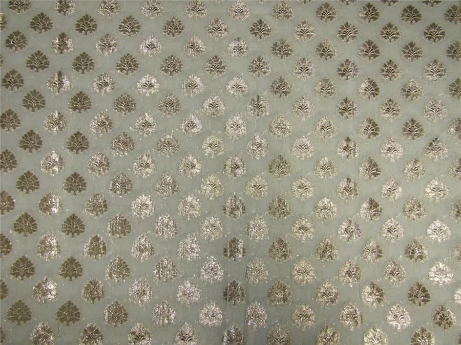 silk chanderi Brocade fabric ivory x gold 44&quot; wide