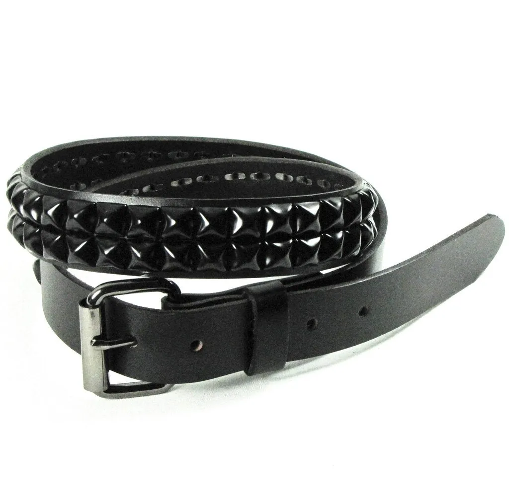 Studded Leather Belt in Black on Black - 2 Row