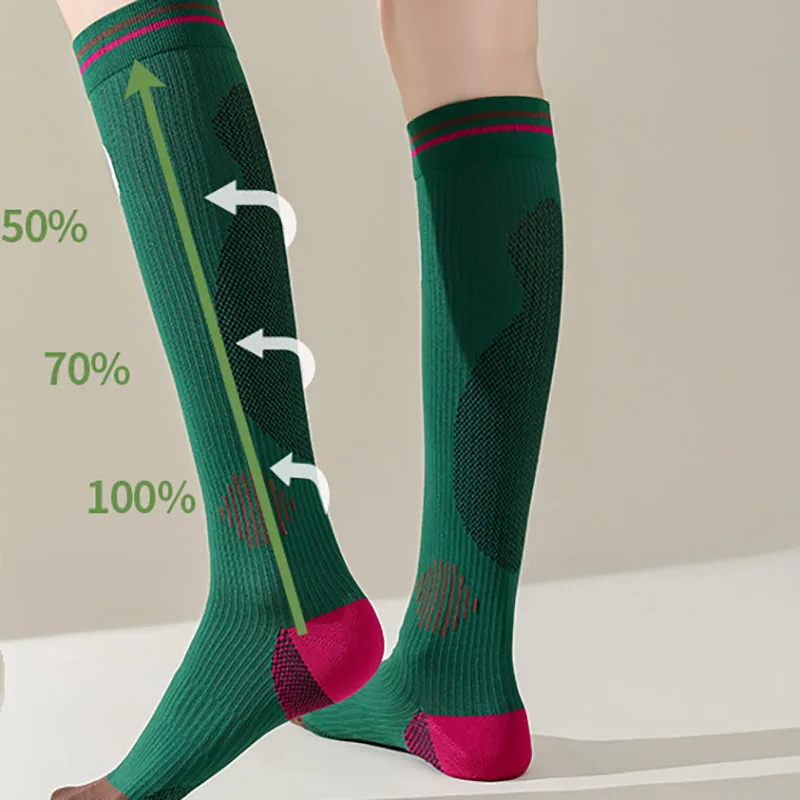 Sweetnana Women's Knee High Compression Socks, Customized Sport Stocking Socks, Seamless Socks, Running Socks, Non-Slip.