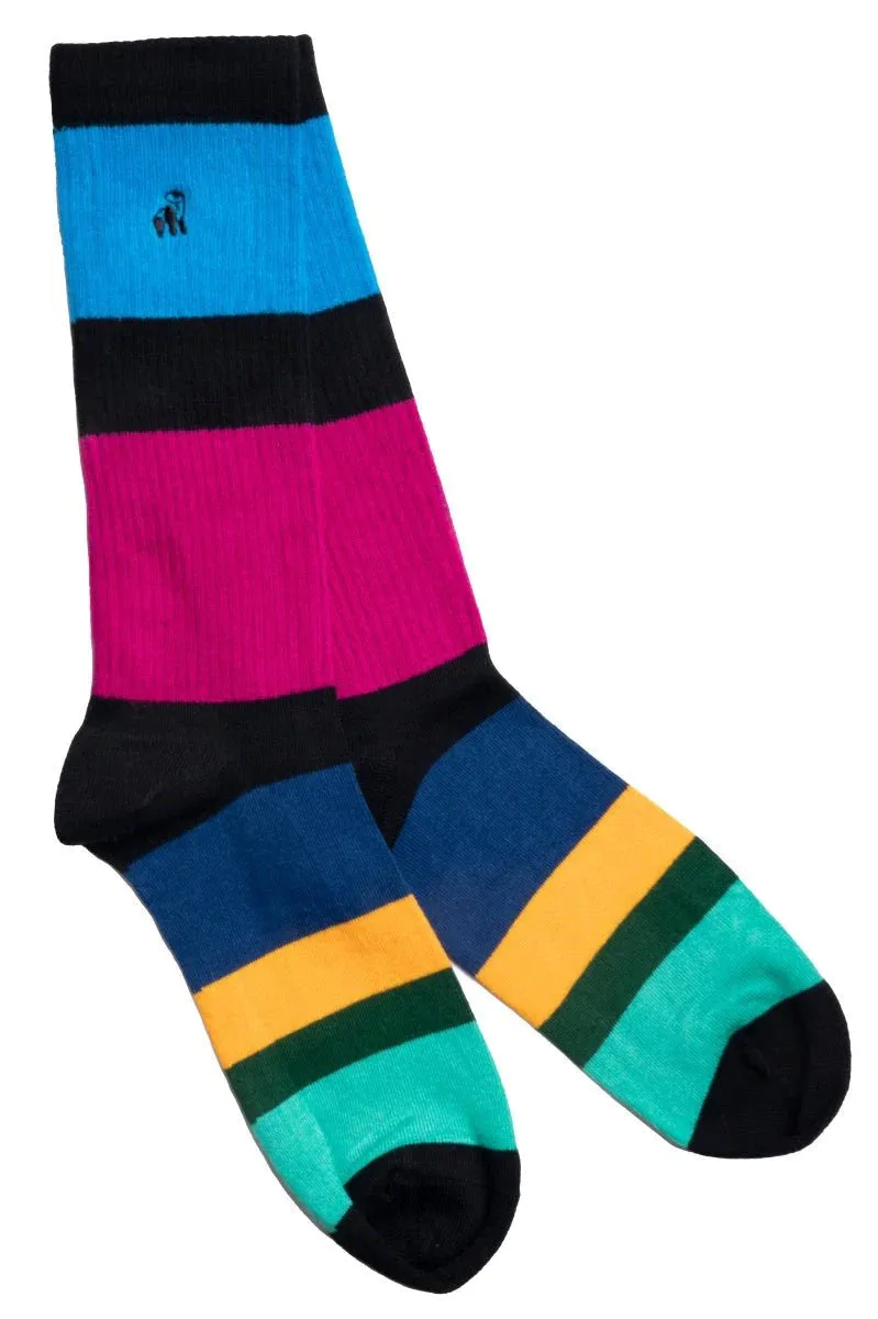 Swole Panda Men's Multi Striped Bamboo Socks - Size 7-11