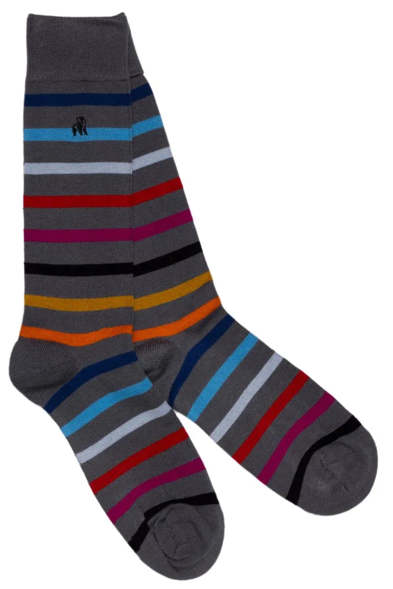 Swole Panda Men's Multi Striped Bamboo Socks - Size 7-11