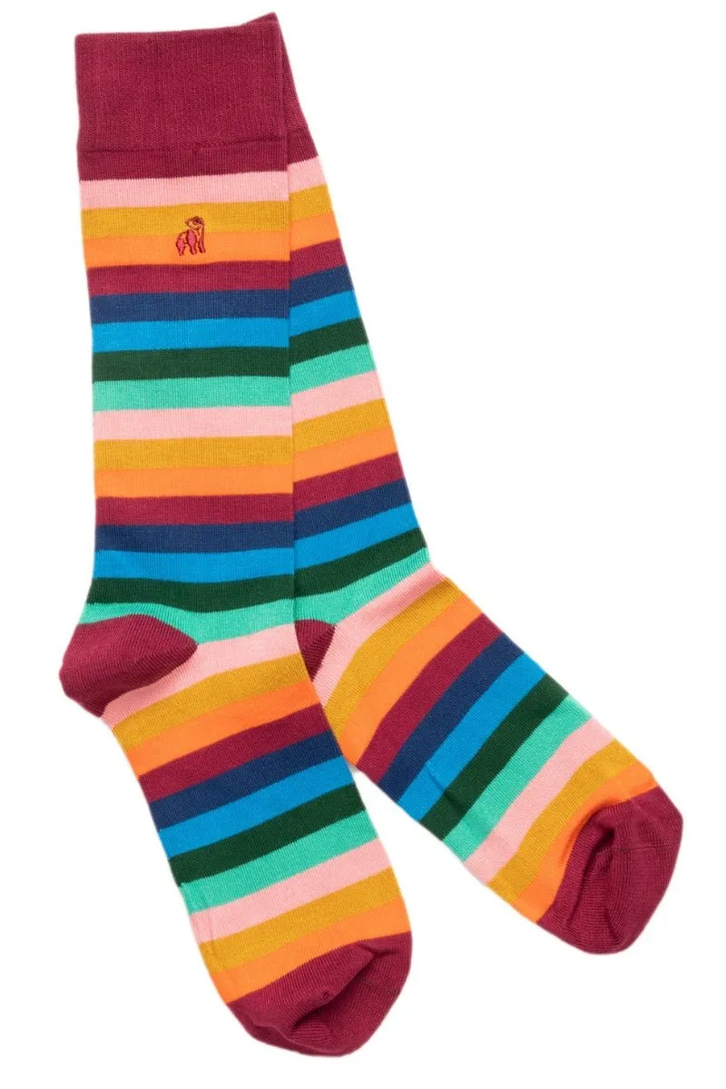 Swole Panda Men's Multi Striped Bamboo Socks - Size 7-11