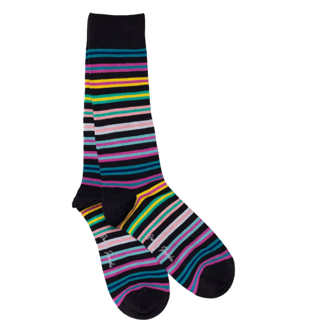 Swole Panda Men's Multi Striped Bamboo Socks - Size 7-11