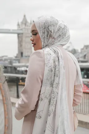 The British Series Satin Shawl - White