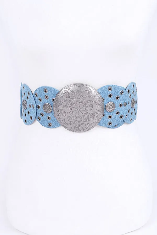 The Jean Genie Boho Sun Engraved Waist Belt