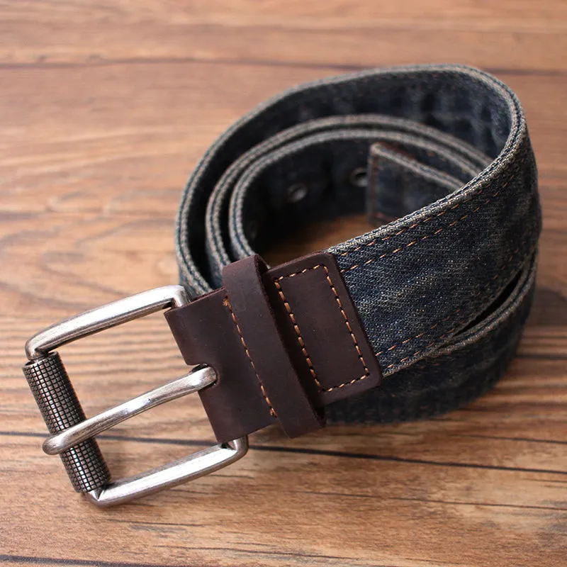 Vintage Black Mens Denim Slim Belts Denim Blue Belts Vintage Belts For Men