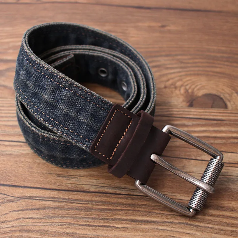 Vintage Black Mens Denim Slim Belts Denim Blue Belts Vintage Belts For Men