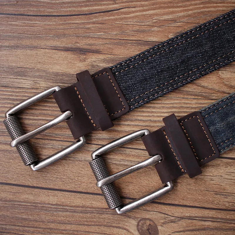 Vintage Black Mens Denim Slim Belts Denim Blue Belts Vintage Belts For Men