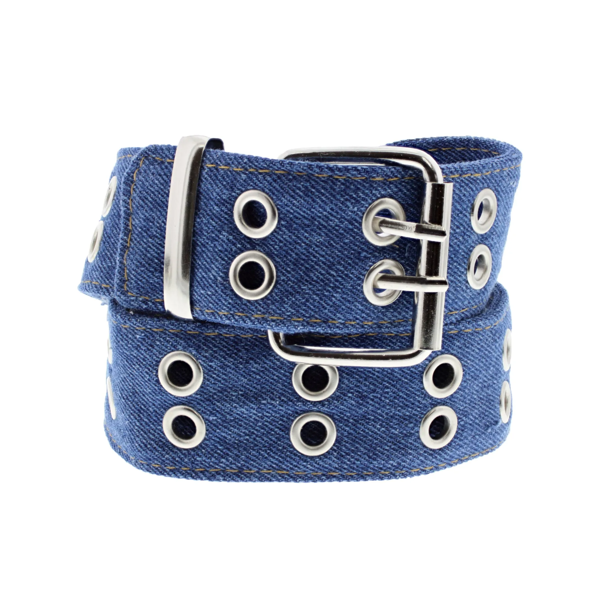 Washed Denim Style 2 Row Eyelet Belt (106cm Length, 3.8cm Width)