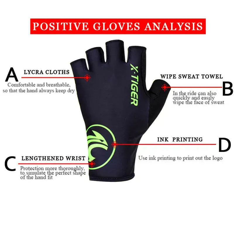 X-Tiger Cycling Gloves Outdoor Protect MTB Bike Gloves Washable Breathable Polyester Spandex Half Finger Racing Bicycle Gloves