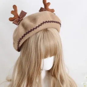 Xiaogui~Sweet Lolita Wool Deer Horn Christmas Beret