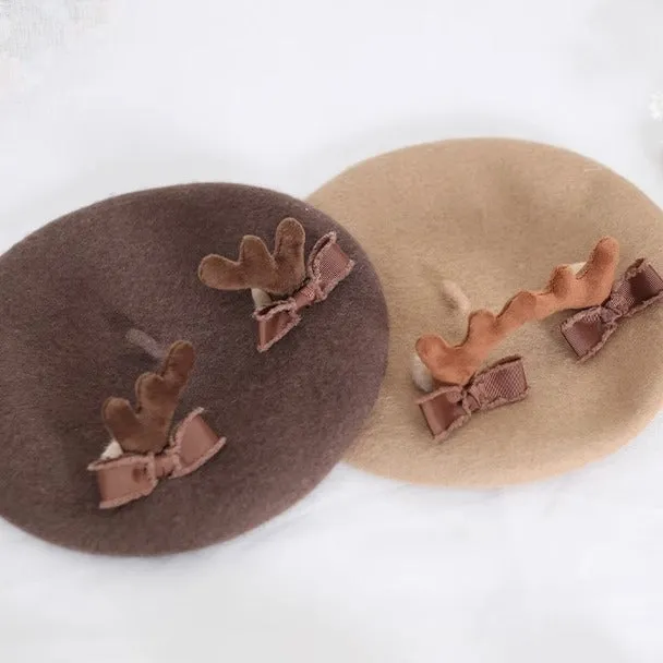 Xiaogui~Sweet Lolita Wool Deer Horn Christmas Beret