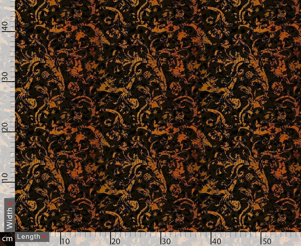 Yellow Brocade Allover Dgital Printed Fabric